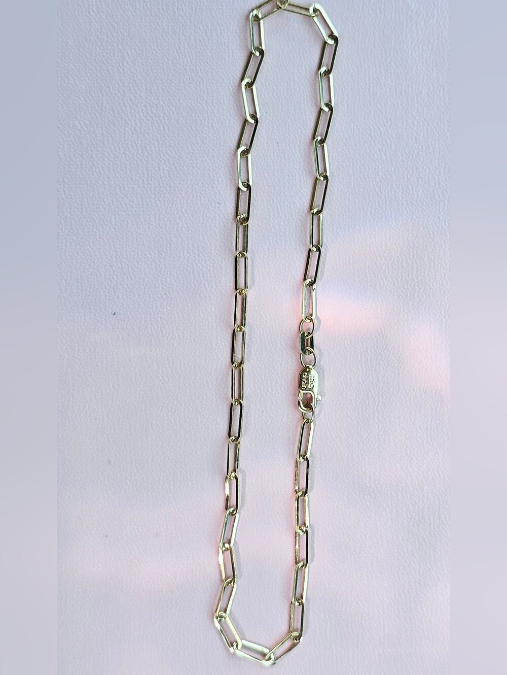 14k Solid Gold Paperclip Bracelet - Unbranded View 2